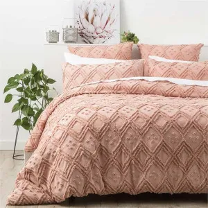 Park Avenue Medallion Cotton Vintage Washed Tufted Blush Quilt Cover Set by null, a Quilt Covers for sale on Style Sourcebook