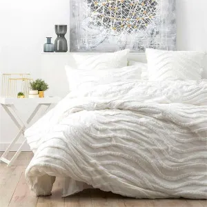 Cloud Linen Wave Cotton Chenille White Vintage Washed Quilt Cover Set by null, a Quilt Covers for sale on Style Sourcebook