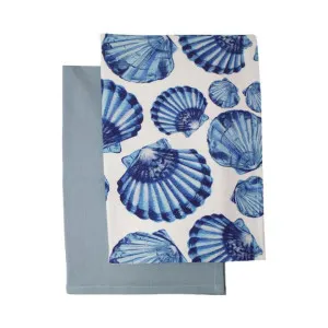 Blue Scallops Cotton Tea Towel Set, Pack of 2 by NF Living, a Tea Towels for sale on Style Sourcebook