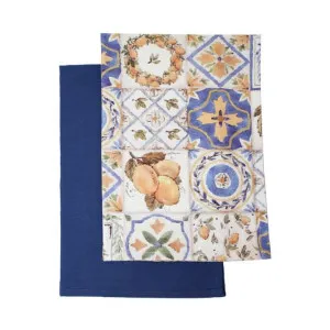 Lemon Tile Cotton Tea Towel Set, Pack of 2 by NF Living, a Tea Towels for sale on Style Sourcebook