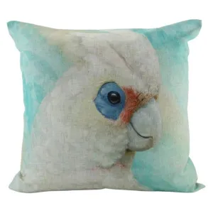 Blue-eyed Cockatoo Linen Scatter Cushion by NF Living, a Cushions, Decorative Pillows for sale on Style Sourcebook