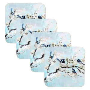 Fairy Wren Branch Cork Coaster, Set of 4 by NF Living, a Tableware for sale on Style Sourcebook