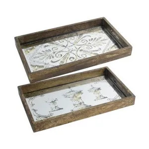 Biscayne Antique Mirrored Rectangular Tray, Set of 2 by Diaz Design, a Trays for sale on Style Sourcebook