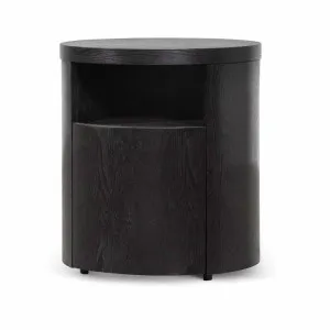 Ex Display - Honigold Round Wooden Bedside Table With Drawer - Black Mountain by Interior Secrets - AfterPay Available by Interior Secrets, a Bedside Tables for sale on Style Sourcebook