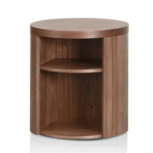 Ex Display - Honigold Round Wooden Bedside Table - Walnut by Interior Secrets - AfterPay Available by Interior Secrets, a Bedside Tables for sale on Style Sourcebook