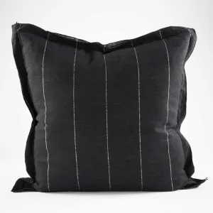 Carter Linen Cushion - Black w' White Stripe | Cover Only / 60x60cm | Eadie Lifestyle by Eadie Lifestyle, a Cushions, Decorative Pillows for sale on Style Sourcebook