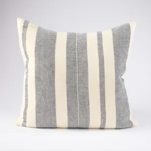 Lido Linen Cushion - Off White/Navy | Cover Only / 60x60cm | Eadie Lifestyle by Eadie Lifestyle, a Cushions, Decorative Pillows for sale on Style Sourcebook