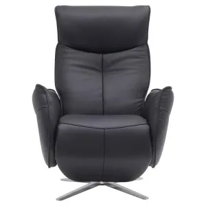 Sebastine Leather Swivel Recliner Chair, Black by Rivendell Furniture, a Chairs for sale on Style Sourcebook