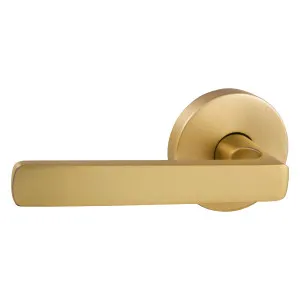 Avant with QuickFix Rivera Privacy Lever Set with Latch in Satin Brass by Gainsborough, a Door Hardware for sale on Style Sourcebook