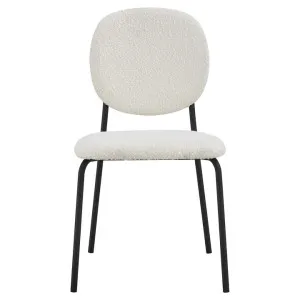 Morina Boucle Fabric Dining Chair, Set of 2, White / Black by Room Aura, a Dining Chairs for sale on Style Sourcebook