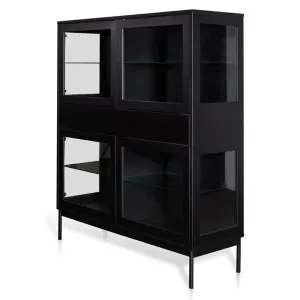 Ex Display - Holmes 120cm Wooden Storage Cupboard - Black with Glass Door by Interior Secrets - AfterPay Available by Interior Secrets, a Dressers & Chests of Drawers for sale on Style Sourcebook