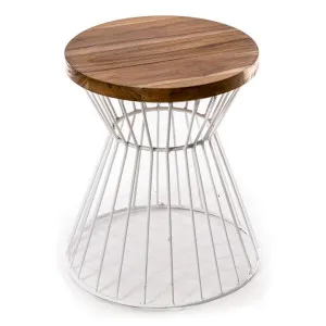 Mares Teak & Iron Indoor / Outdoor Round Dining Stool by Casa Sano, a Bar Stools for sale on Style Sourcebook