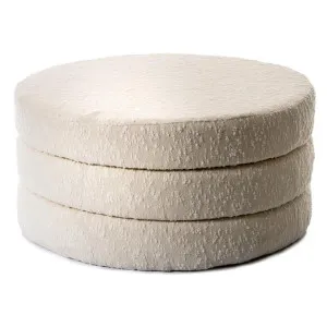 Jasper Boucle Fabric Round Ottoman, Ivory by Casa Uno, a Ottomans for sale on Style Sourcebook