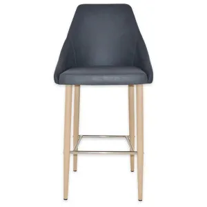 Stockholm Commercial Grade Pelle Fabric Bar Stool, Metal Leg, Navy / Birch by Eagle Furn, a Bar Stools for sale on Style Sourcebook