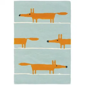 Scion Mr Fox Hand Tufted Designer Wool Rug, 150x90cm, Aqua by Scion, a Kids Rugs for sale on Style Sourcebook