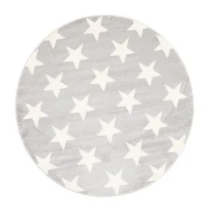 Piccolo Stars Turkish Made Round Kids Rug, 133cm, Grey by Phrear Rugs, a Kids Rugs for sale on Style Sourcebook