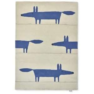 Scion Mr Fox Hand Tufted Designer Wool Rug, 180x120cm, Pebble / Denim by Scion, a Kids Rugs for sale on Style Sourcebook