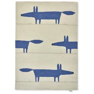 Scion Mr Fox Hand Tufted Designer Wool Rug, 200x140cm, Pebble / Denim by Scion, a Kids Rugs for sale on Style Sourcebook