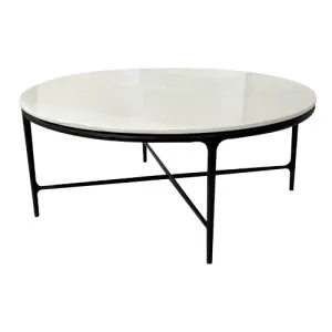 SOHO' Forged Black Round Coffee Table with Marble Top by Style My Home, a Coffee Table for sale on Style Sourcebook