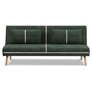Laverna Corduroy Fabric Click Clack Sofa Bed, 2 Seater / Single, Forest Green by Winsun Furniture, a Sofa Beds for sale on Style Sourcebook