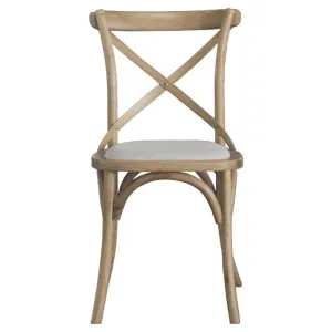 Kasan Oak Timber Cross Back Dining Chair, Fabric Seat, Natural Oak by Manoir Chene, a Dining Chairs for sale on Style Sourcebook