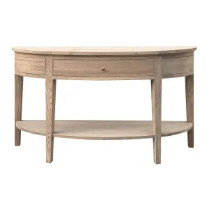 Breton II Oak Timber Curved Console Table, 140cm, Weathered Oak by Manoir Chene, a Console Table for sale on Style Sourcebook