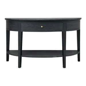 Breton II Oak Timber Curved Console Table, 140cm, Black Oak by Manoir Chene, a Console Table for sale on Style Sourcebook