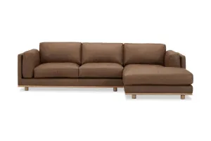 Nevada Leather Right Hand Chaise Sofa, Brown, by Lounge Lovers by Lounge Lovers, a Sofas for sale on Style Sourcebook