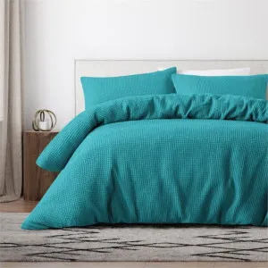 Bas Phillips Cotton Waffle Teal Quilt Cover Set by null, a Quilt Covers for sale on Style Sourcebook