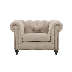 Chanster Fabric Chesterfield Armchair, Beige by Brighton Home, a Chairs for sale on Style Sourcebook