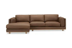 Nevada Leather Left Hand Chaise Sofa, Brown, by Lounge Lovers by Lounge Lovers, a Sofas for sale on Style Sourcebook