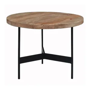 Louseff Reclaimed Timber & Metal Round Coffee Table, 50cm by ArteVista Emporium, a Coffee Table for sale on Style Sourcebook