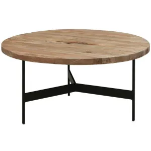 Louseff Reclaimed Timber & Metal Round Coffee Table, 90cm by Emporium Oggetti, a Coffee Table for sale on Style Sourcebook