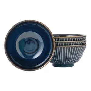 Minoru Touki Sendan Japanese Porcelain 14cm Rice Bowl, Set of 4, Midnight Blue by Minoru Touki, a Bowls for sale on Style Sourcebook