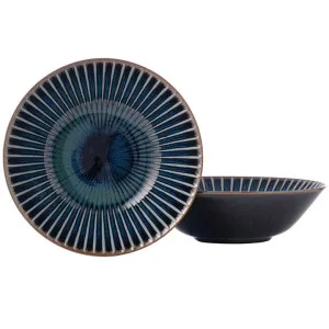Minoru Touki Sendan Japanese Porcelain 21.5cm Ramen Noodle Bowl, Set of 2, Midnight Blue by Minoru Touki, a Bowls for sale on Style Sourcebook