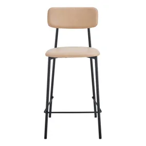 Bailey Leatherette & Metal Counter Stool, Set of 2, Beige / Black by Room Aura, a Bar Stools for sale on Style Sourcebook