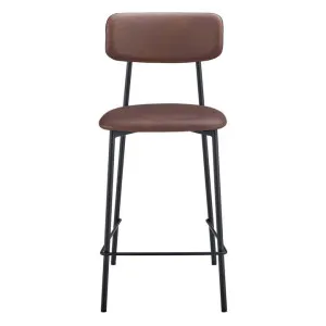 Bailey Leatherette & Metal Counter Stool, Set of 2, Chocolate / Black by Room Aura, a Bar Stools for sale on Style Sourcebook