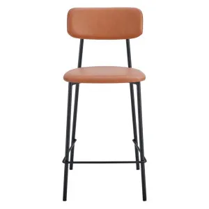 Bailey Leatherette & Metal Counter Stool, Set of 2, Tan / Black by Room Aura, a Bar Stools for sale on Style Sourcebook