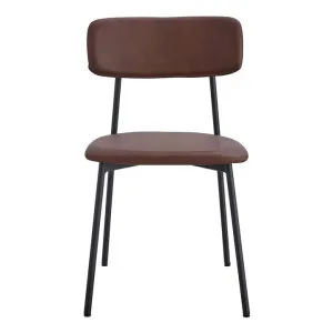 Bailey Leatherette & Metal Dining Chair, Set of 2, Chocolate / Black by Room Aura, a Dining Chairs for sale on Style Sourcebook