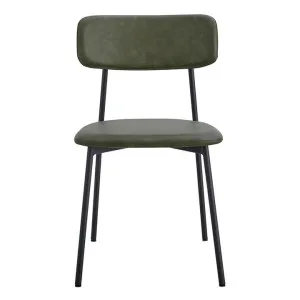 Bailey Leatherette & Metal Dining Chair, Set of 2, Olive / Black by Room Aura, a Dining Chairs for sale on Style Sourcebook