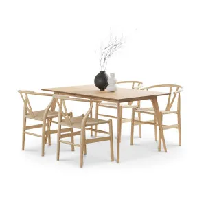 Bruno 5 Piece Dining Set with Arche Oak Wishbone Chairs by L3 Home, a Dining Sets for sale on Style Sourcebook