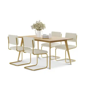 Bruno 5 Piece Dining Set with Myah Boucle Gold Cantilever Chairs by L3 Home, a Dining Sets for sale on Style Sourcebook