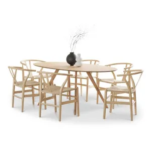 Carol 7 Piece Dining Set with Arche Oak Wishbone Chairs by L3 Home, a Dining Sets for sale on Style Sourcebook