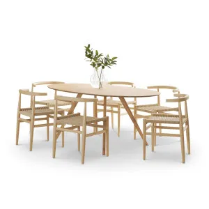 Carol 7 Piece Dining Set with Oskar Natural Oak Chairs by L3 Home, a Dining Sets for sale on Style Sourcebook