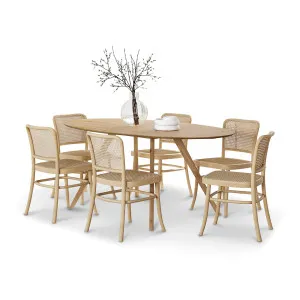 Carol 7 Piece Dining Set with Prague Natural Rattan Chairs by L3 Home, a Dining Sets for sale on Style Sourcebook