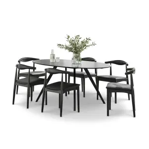 Carol 7 Piece Black Dining Set with Elba Oak Elbow Chairs by L3 Home, a Dining Sets for sale on Style Sourcebook