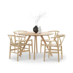 Milari 5 Piece Dining Set with Arche Oak Wishbone Chairs by L3 Home, a Dining Sets for sale on Style Sourcebook