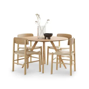 Milari 5 Piece Dining Set with Isak Natural Oak Chairs by L3 Home, a Dining Sets for sale on Style Sourcebook