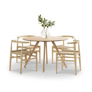 Milari 5 Piece Dining Set with Oskar Natural Oak Chairs by L3 Home, a Dining Sets for sale on Style Sourcebook