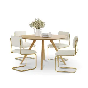 Milari 5 Piece Dining Set with Myah Boucle Gold Cantilever Chairs by L3 Home, a Dining Sets for sale on Style Sourcebook